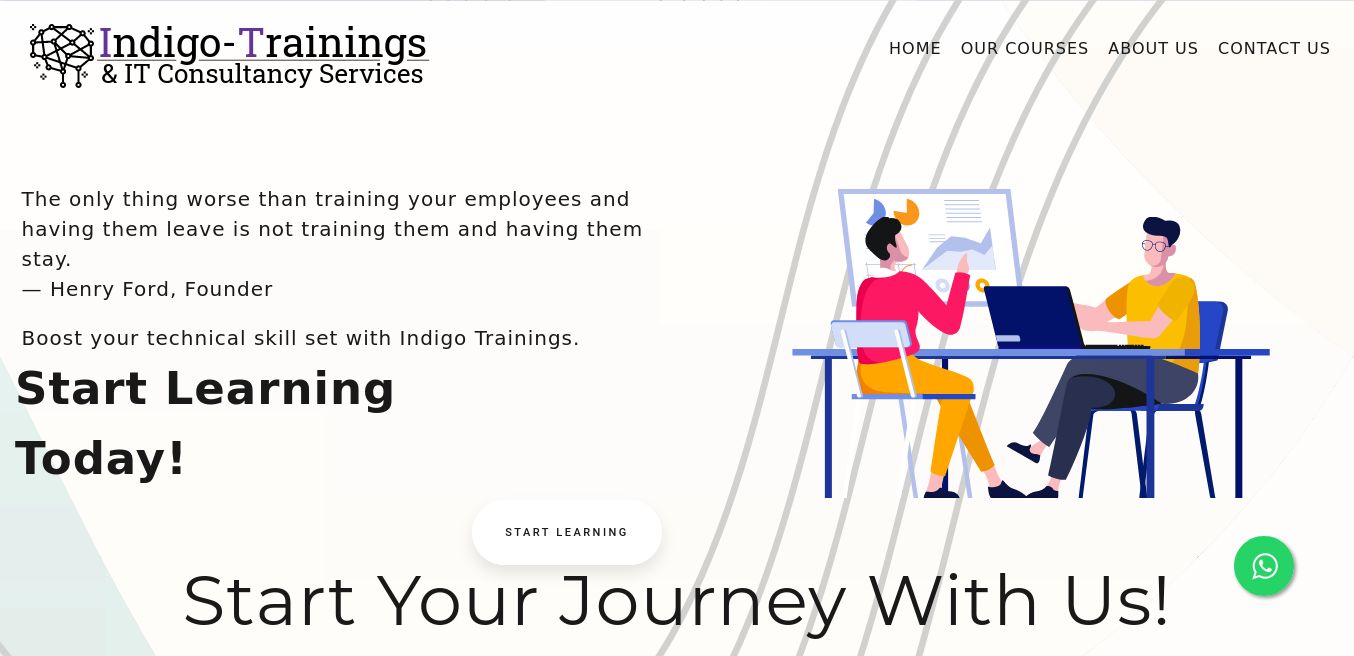 Indigo Training Platform Homepage - Educational Technology